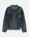 Neighborhood Savage Type-1 Distressed Denim Jacket In Blue