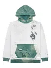 Neighborhood Savage Printed Distressed Cotton-jersey Hoodie In White