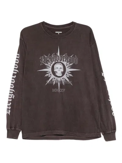 Neighborhood Skull Graphic T-shirt In Brown