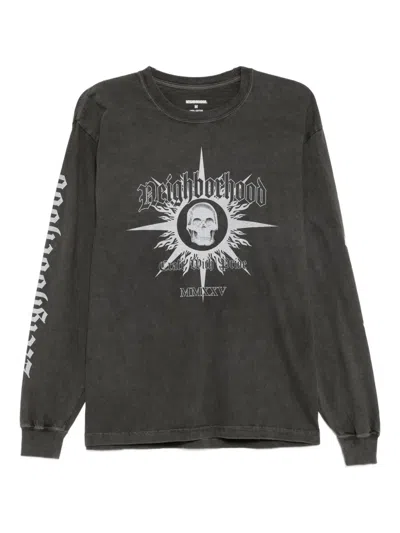 Neighborhood Skull Long-sleeve T-shirt In Gray