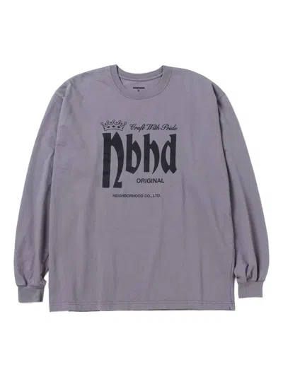 Neighborhood Slogan-print Long-sleeve T-shirt In Gray