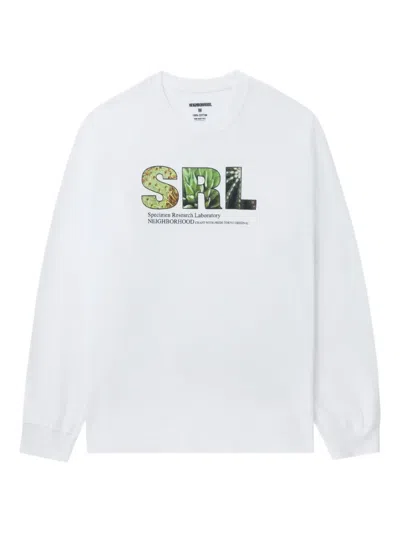 Neighborhood Srl Logo-graphic Long-sleeve T-shirt In White