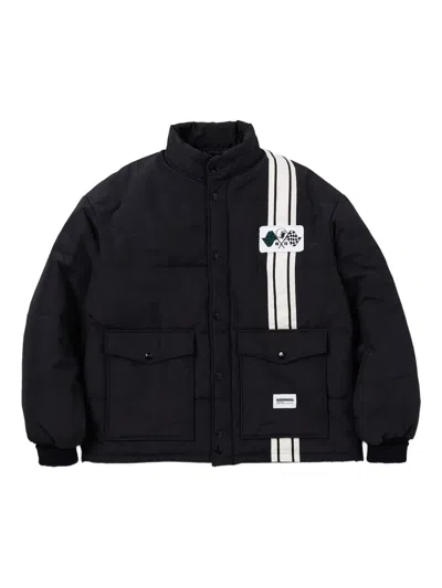 Neighborhood Stripe-detail Padded Jacket In Black