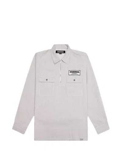 Neighborhood Stripe Pocket Polo Shirt In White