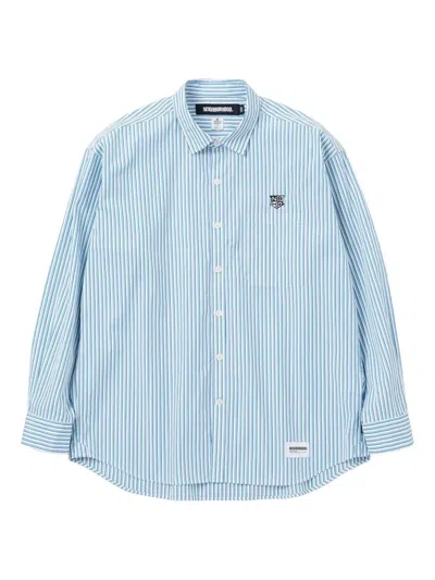 Neighborhood Striped Cotton Shirt In Metallic