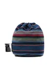 Neighborhood Striped Drawstring Messenger Bag In Blue