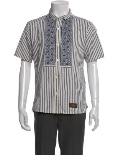 Pre-owned Neighborhood Striped Short Sleeve Shirt In Blue