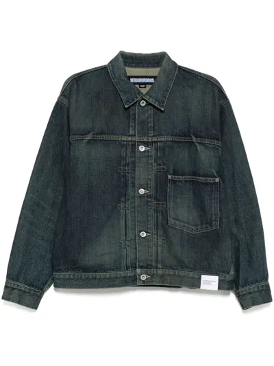 Neighborhood Savage Type-1 Distressed Denim Jacket In Blue