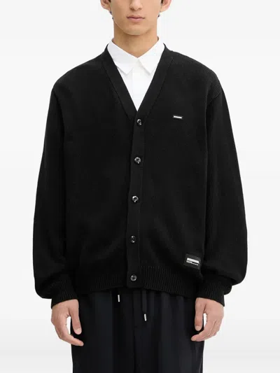Neighborhood V-neck Logo-plaque Cardigan In Black