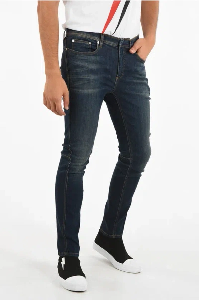 Neil Barrett 16cm Stretch Denim Skinny Fit Jeans In Blue