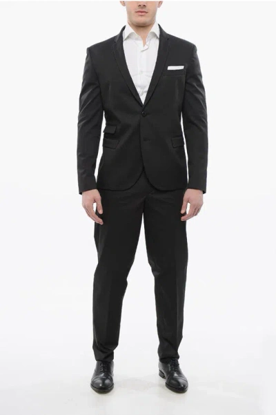 Neil Barrett Men's Peak Lapel Formal Two Piece Suit Black