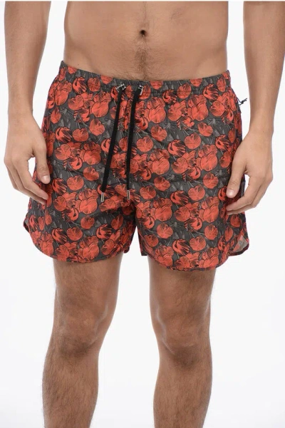 Neil Barrett All-over Cherries Swim Shorts In Blue