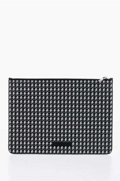 Neil Barrett All-over Logo Leather Pouch In Black