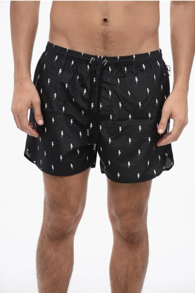 NEIL BARRETT ALL-OVER MICRO BOLTS SWIM SHORTS