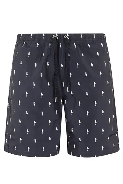 Neil Barrett All Over Micro Shorts In Blue