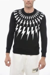 Neil Barrett Contrasting Printed Fair-isle Thunderbolt Crew-neck Sweatshi