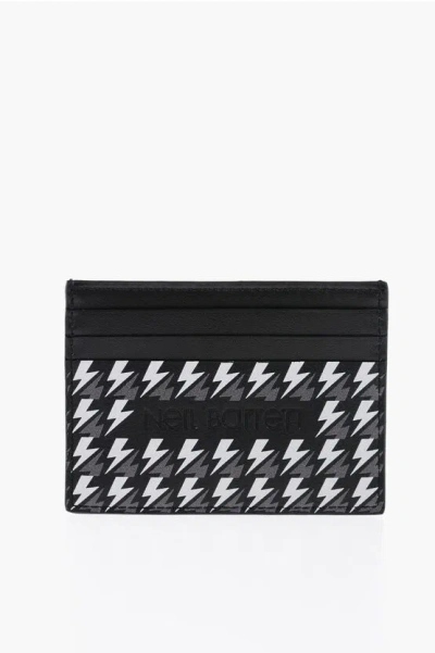 Neil Barrett All-over Thunderbolt Printed Leather Card Holder In Multi