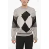 Neil Barrett Argyle Motif Crew-neck Sweater In Gray