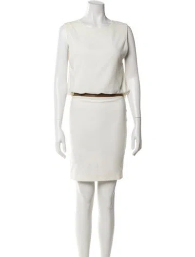 Pre-owned Neil Barrett Bateau Neckline Mini Dress In White
