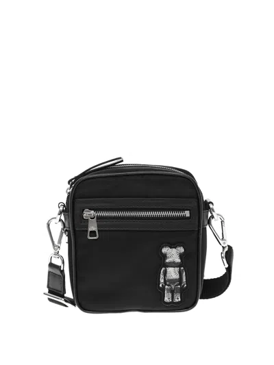 Neil Barrett Bearbrick Logo Nylon Twill Crossboby Bag In Black