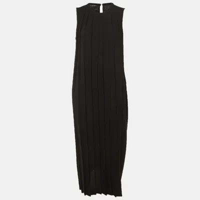 Neil Barrett Black Pleated Crepe Maxi Dress