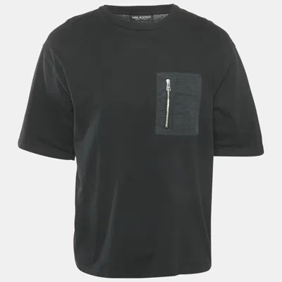 Pre-owned Neil Barrett Black Pocket Detail Jersey Crewneck T-shirt L