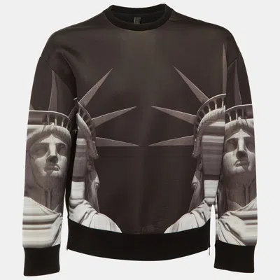 Pre-owned Neil Barrett Black Statue Of Liberty Knit Oversize Bomber Fit Sweatshirt M