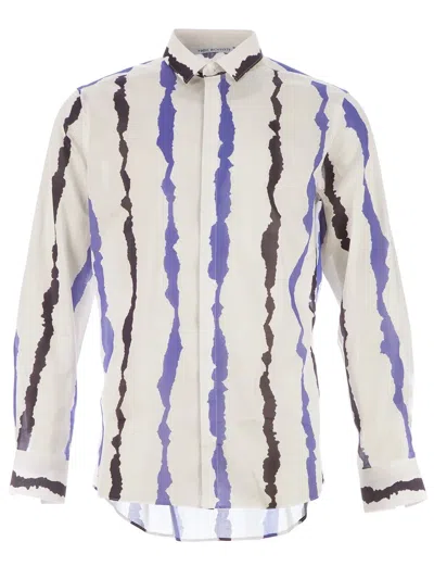 Neil Barrett Bleach Striped Shirt In White