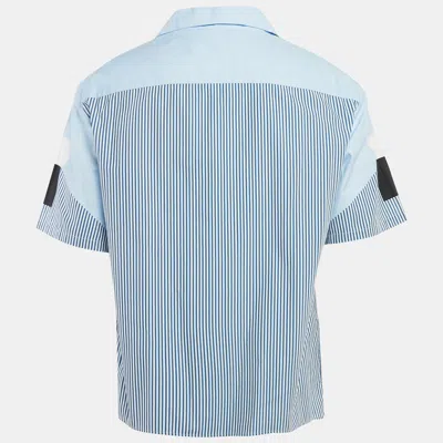 Pre-owned Neil Barrett Blue Geometric Print Cotton Loose Fit Shirt Xl