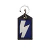 Neil Barrett Keyring With Textured Leather Pendant And Thunderbolt Detail In Blue