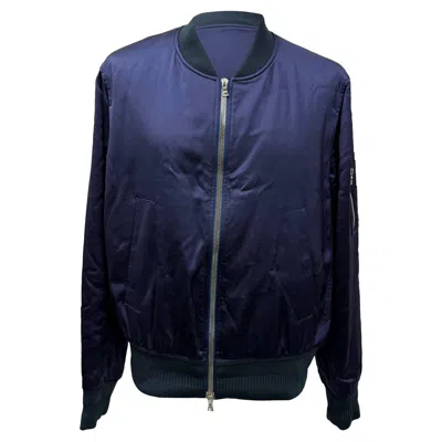 Neil Barrett Bomber Jacket In Blue Satin