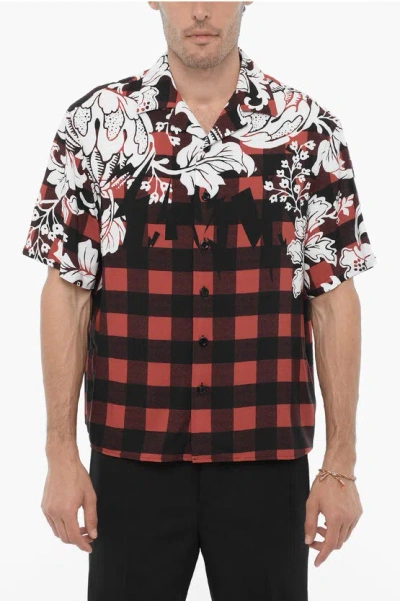 Neil Barrett Boxy Fit Double Patterned Shirt In Brown