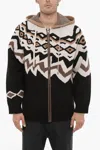 Neil Barrett Boxy Fit Wool Sweater With Hood In Multi