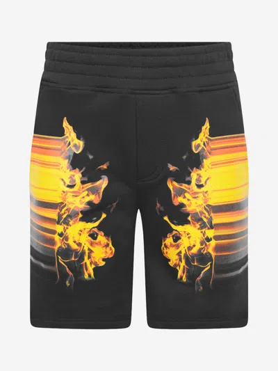 Neil Barrett Kids' Boys Shorts - Fire Print Bermuda Shorts 8 Yrs Black