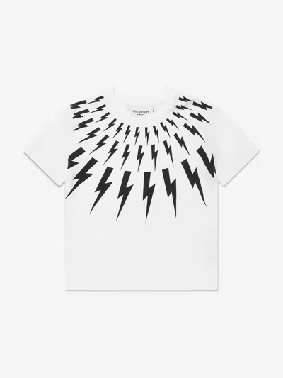 Neil Barrett Boys Thunderbolt T-shirt In White