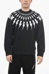 Neil Barrett Contrasting Printed Fair-isle Thunderbolt Crew-neck Sweatshi In Black