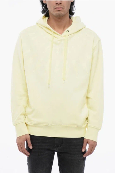 Neil Barrett Brushed Cotton Fairisle Thunderbolt Hoodie In Neutral