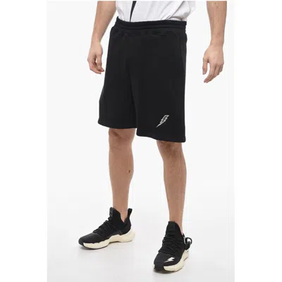 Neil Barrett Brushed Cotton Shorts With Embroidered Logo In Black