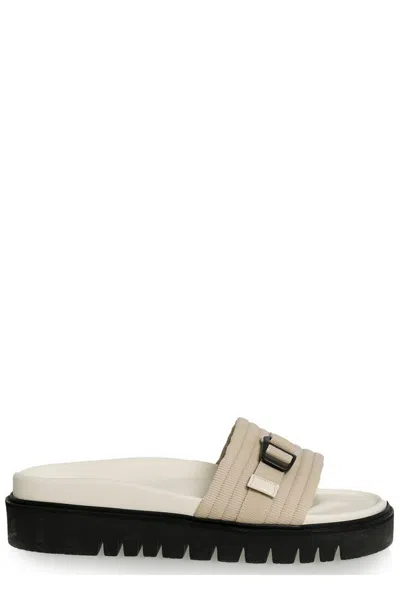 Neil Barrett Buckle Detailed Open Toe Sandals In Beige