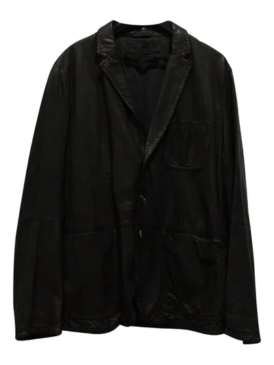 Pre-owned Neil Barrett Button-front Leather Jacket In Black