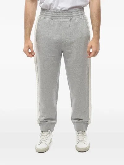 Neil Barrett Cable-knit-stripe Track Pants In Gray