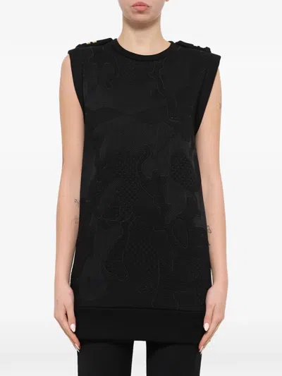Neil Barrett Camouflage-pattern Epaulette Top In Black
