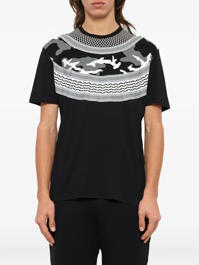 Neil Barrett Camouflage-print Graphic-print T-shirt In Black