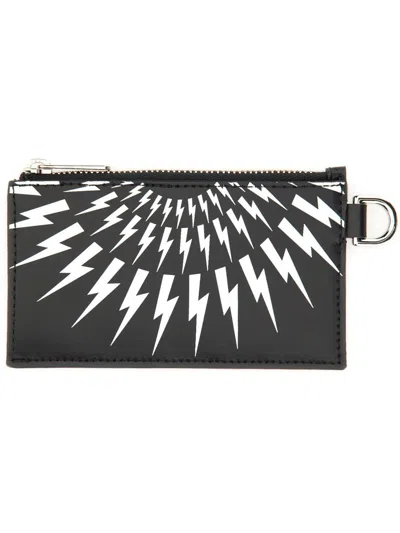 Neil Barrett Card Holder With Strap In Black