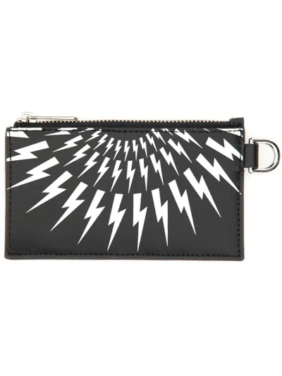 Neil Barrett Card Holder With Strap In Black