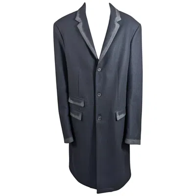 Pre-owned Neil Barrett "chalk" Edge Wool Overcoat In Black