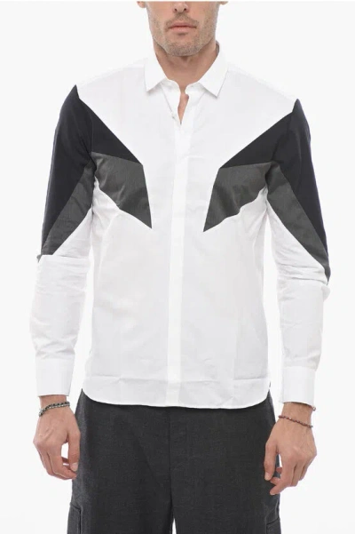 Neil Barrett Classic Collar Popeline Cotton Shirt In White