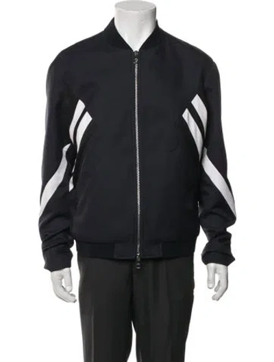 Pre-owned Neil Barrett Colorblock Pattern Bomber Jacket In Blue