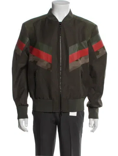 Pre-owned Neil Barrett Colorblock Pattern Bomber Jacket In Green