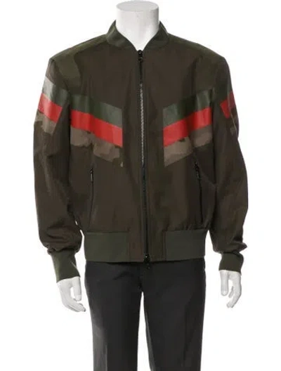 Pre-owned Neil Barrett Colorblock Pattern Bomber Jacket In Green